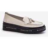 EVENTO Women's Leather Platform Moccasins Beige Assetnima | Shoptok.si