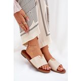 Boto Ladies Eco Leather Slippers With Decorative Details Beige Mevith | shoptok.hr