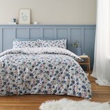 Bianca Bela/modra flanelna posteljnina za zakonsko posteljo 200x200 cm Ophelia Floral – | Shoptok.si