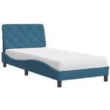  The Living Store Postelja z vzmetnico modra 90x190 cm žamet - Postelja, (21492299) | Shoptok.si