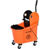 HOMCOM Profesionalno vedro za mop 36L, voziček za pranje z ročnim ožemalnikom in 2 vedri, oranžno-črno, (20755367) | Shoptok.si