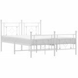 Maison Chic Kovinski Posteljni okvir - Dvoposteljna postelja - Zakonska postelja z vzglavjem in vznožjem bel 135x190 cm, (21696031) Cene
