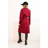 Kesi Włoski Women's suede coat tied at the waist burgundy | shoptok.hr