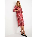 Fashion Hunters Chestnut cocktail dress with print and 3/4 sleeves Cene