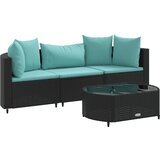 Maison Chic Seti vrtnega pohištva - Vrtna garnitura - Vrtni pohištvo set 4-delna z blazinami črna poli ratan, (21817849) | Shoptok.si