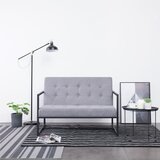  Dvosjed s naslonima za ruke svjetlosivi od čelika i tkanine | shoptok.hr