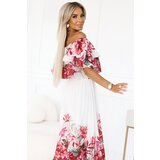 numoco basic 606-1 Long summer dress in a floral red ombre pattern? | Shoptok.si