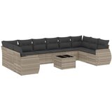 Maison Chic Seti vrtnega pohištva - Vrtna garnitura - Vrtni pohištvo set 11-delna z blazinami sv. siv poli ratan, (21810017) | Shoptok.si