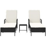  Ležaljka 3 pcs Crna i krem-bijela 55 x 200 x 92 cm poliratan | shoptok.hr