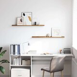  Stenska polica 2 pcs Rjava 100 x 9 x 3 cm Konstruiran les, (5000201574) | Shoptok.si