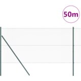 vidaXL Ograja v obliki heksagona Zelena 1.4x50 m Jeklo, Stebri za ograjo 13 kosov Zeleni Ø32 mm 190 cm Galvanizirano jeklo | Shoptok.si