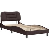  Okvir kreveta s LED svjetlima tamnosmeđi 90 x 190 cm od tkanine | shoptok.hr