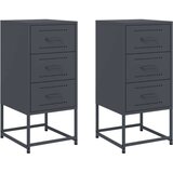 vidaXL Nočna omarica 2 kosa antracit 36x39x78 cm jeklo | Shoptok.si