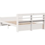 vidaXL Posteljni okvir z vzglavjem bel 120x190 cm trdna borovina | Shoptok.si