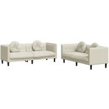 Maison Chic Sedežna garnitura - kavč 2-delna z vzglavniki krem žamet, (21728584) | Shoptok.si