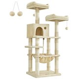 Songmics FEANDREA praskalnik, stabilen mačji stolp, 2 plišasti gredi, 143 cm, bež PCT15BE, (21157927) | Shoptok.si