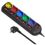 Maclean MCE204M power extension 1.5 m 5 AC outlet(s) Indoor Black, Multicolour | shoptok.hr