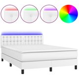 Krevet box spring s madracem LED bijeli 140x190 cm umjetna koža | Eponuda.com