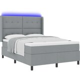vidaXL Box Spring Postelja z Blazinjo in LED Svetlobo Siva 140x200 cm Tkanina, (22050752) | Shoptok.si