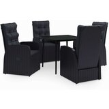  5-dijelni vrtni blagovaonski set s jastucima crni | shoptok.hr