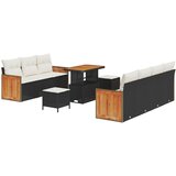 vidaXL set vrtnog sofe od 10 dijelova s jastucima crni poli ratan akacija, set vrtnog blagovanja od 3 dijela s jastucima crni poli ratan akacija | shoptok.hr