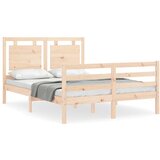  The Living Store Posteljni okvir z vzglavjem 140x190 cm trden les - Posteljni Okvir, (21455650) | Shoptok.si