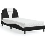 vidaXL Postelja z vzmetnico črna in bela 90x190 cm umetno usnje | Shoptok.si