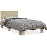  Okvir za krevet boja hrasta 75x190 cm konstruirano drvo i metal Smeđa 75 x 190 cm | shoptok.hr