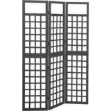 Sobna pregrada / rešetka s 3 panela od jelovine 121x180 cm crna | shoptok.hr