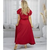 Pri Long dress tied at the waist with short sleeves with frill CELINA | shoptok.hr