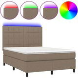  Box spring s madracem LED smeđesivi 140x190 cm tkanina | shoptok.hr
