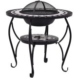  Ognjišče z mizico črn in bel mozaik 68 cm keramika | Shoptok.si