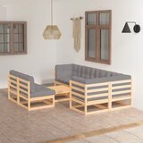 The Living Store Vrtna sedežna garnitura 8-delna z blazinami trdna borovina - Vrtna Sedežna Garnitura, (21463775) Cene