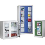 mauser Omara s krilnimi vrati z akrilnim steklom, z 2 policama, VxŠxG 1016 x 950 x 500 mm, svetlo sive barve | Shoptok.si