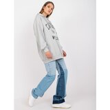 Fashion Hunters Gray sweatshirt with a printed design and long sleeves | shoptok.hr