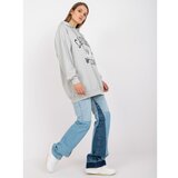Fashion Hunters Gray sweatshirt with a printed design and long sleeves Cene