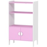 Nesta Otroška knjižna omara, 2 polici, 2 omarici, samostoječa, zasnova proti prevračanju, nedrseče noge, MDF, roza in bela, (5000493535) | Shoptok.si