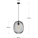  Luster na sajli OVELLA 1xE27/15W/230V Ø 34 cm crna | Eponuda.com