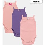 Mafimi Pamučni Bodići na bretele za bebe i decu set od 3 - roze/ ljubičasta/ puder Cene