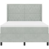 Box Spring Krevet s Madracem &amp LED Svjetlom Svijetlosivi 160x200 cm Baršun | shoptok.hr