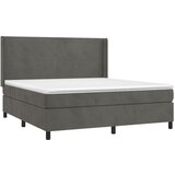 Krevet box spring s madracem LED tamnosivi 160x200 cm baršun | Eponuda.ba