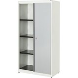 mauser Omara z drsnimi vrati, VxŠxG 1516 x 800 x 432 mm, jeklena plošča, 3 police, čista bela / aluminijasto siva / čista bela | Shoptok.si