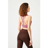 LOS OJOS Dried Rose Support Back Detailed Covered Sports Bra Cene