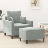 vidaXL Fotelja s tabureom svjetlosiva 60 cm baršunasta | shoptok.hr