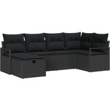 vidaXL set vrtnih sofa (6 dijelova) s jastučićima, crni ratan, 2-sjedna vrtna sofa sa skladištem i jastučićima, crni ratan Cijene