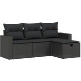 Maison Chic Seti vrtnega pohištva - Vrtna garnitura - Vrtni pohištvo set 4-delna z blazinami črna poli ratan, (21811420) | Shoptok.si