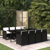  9-dijelni vrtni blagovaonski set s jastucima crni od poliratana | shoptok.hr