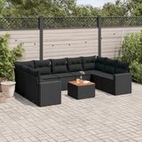  10-dijelni set vrtnih sofa s jastucima crni od poliratana | shoptok.hr