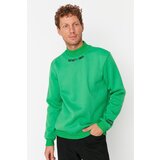 Trendyol Green Men's Regular Fit Turtleneck Embroidery Soft Pile Thick Sweatshirt Cene