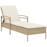  Ležaljka za sunčanje s jastukom bež 63x200x81 cm poliratan | shoptok.hr
